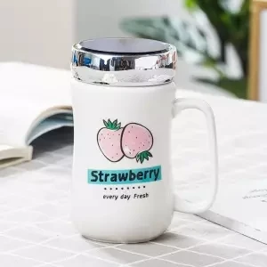 Кофейная чашка кружка керамическая чашка с зеркальной крышкой милая кофейная чашка Студенческая домашняя кружка большой емкости чашка из нержавеющей стали - Цвет: 400ML