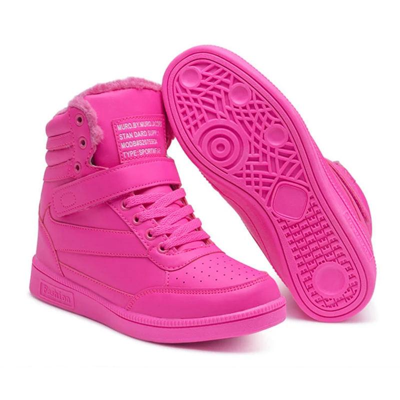 

Pink Platform Snow Boots Women Winter Shoes Korea Sneakers Women Wedges Boots Warm Plush Women Boots Leather Botas Mujer