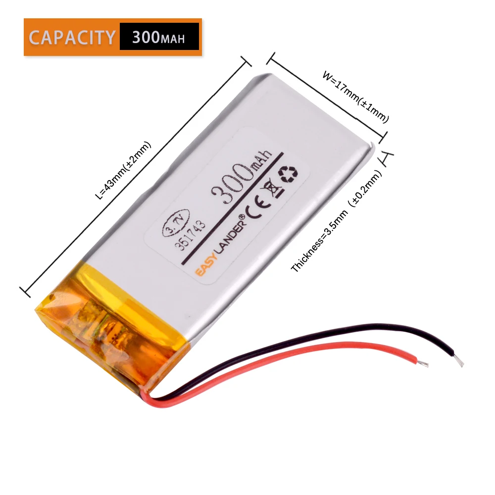 351743 3 7 В 240 мАч Идеальная замена для Sony Walkman NWZ B172F|Перезаряжаемые батареи| |