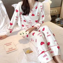 Женские пижамные комплекты, женские пижамы, одежда для сна Pijama Mujer, одежда для сна с модным принтом, домашняя одежда с v-образным вырезом, домашняя одежда