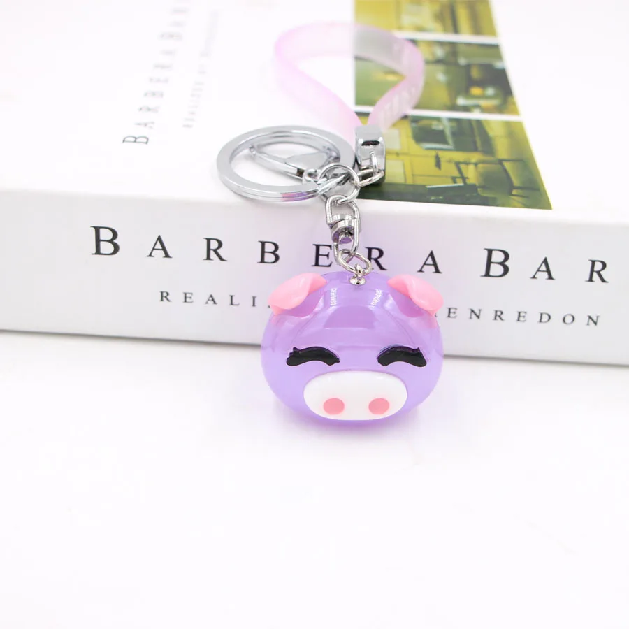 

Creative Pig Head Key Chain Women Bag Charm Ice Crack Thick Eyebrow Cute Keychain Car Pendant Trinket Key Ring Christmas Gift