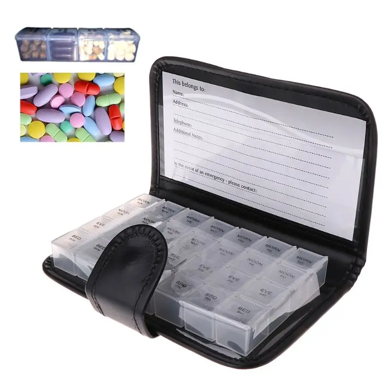 

Weekly 28 Day Tablet Pill Box Holder Medicine Storage Case Organizer Container