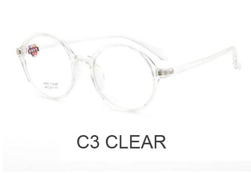 C3 CLEAR Ретро круглые очки маленькие очки для лица корейский черный стиль BSX8048 Свет Tr90 оптическая рамка может сделать близорукость очки - Цвет оправы: C3 CLEAR