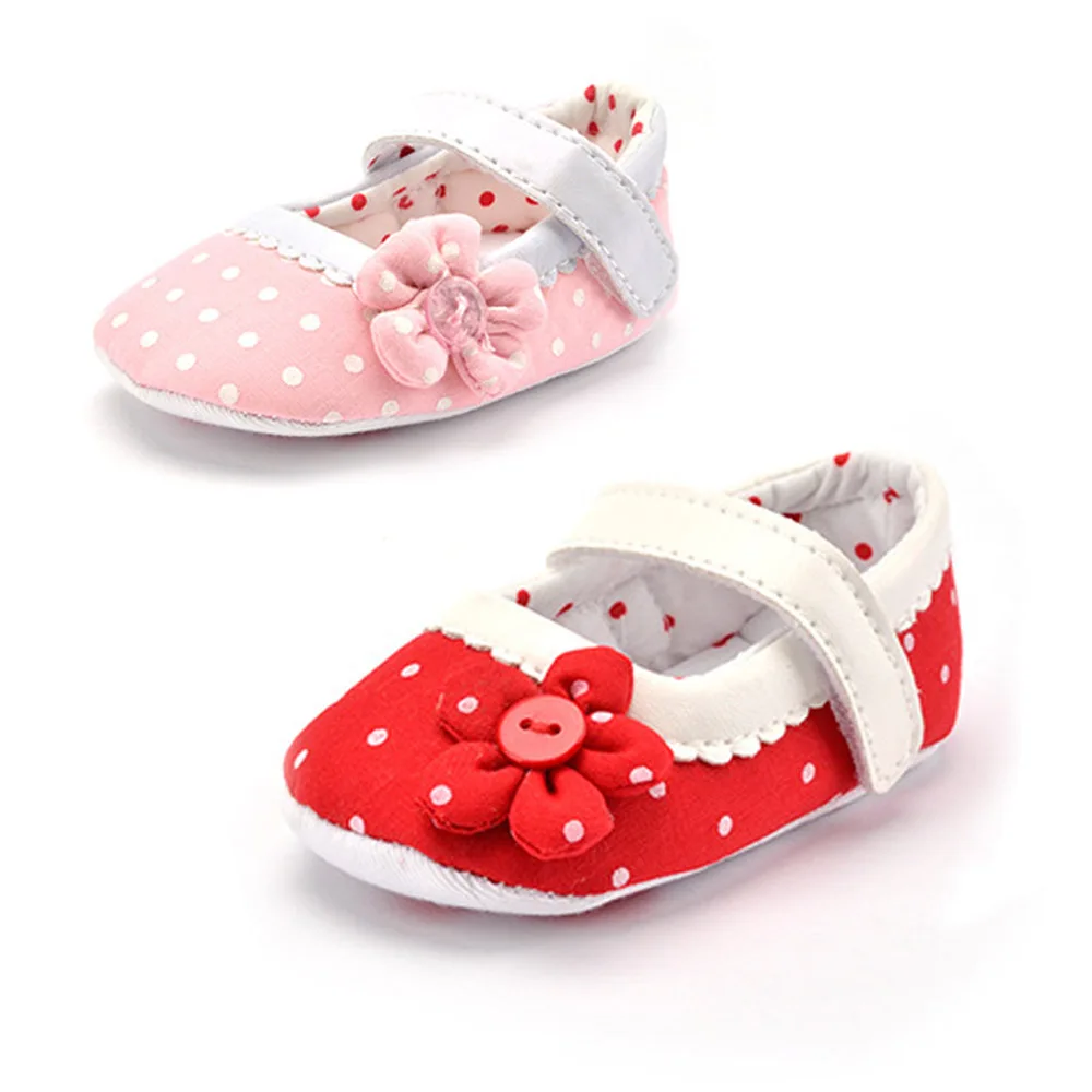 

Baby Shoes Girl Toddler Infant New Cotton Fabric Soft Sole Polka Dot Outdoor Walking Shoes Prewalker Baby Crib Shoes Pink Heart
