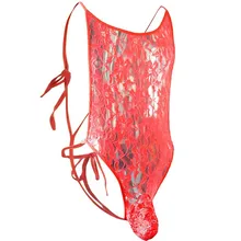 Сексуальное мужское нижнее белье, боди, кружевной полупрозрачный комбинезон