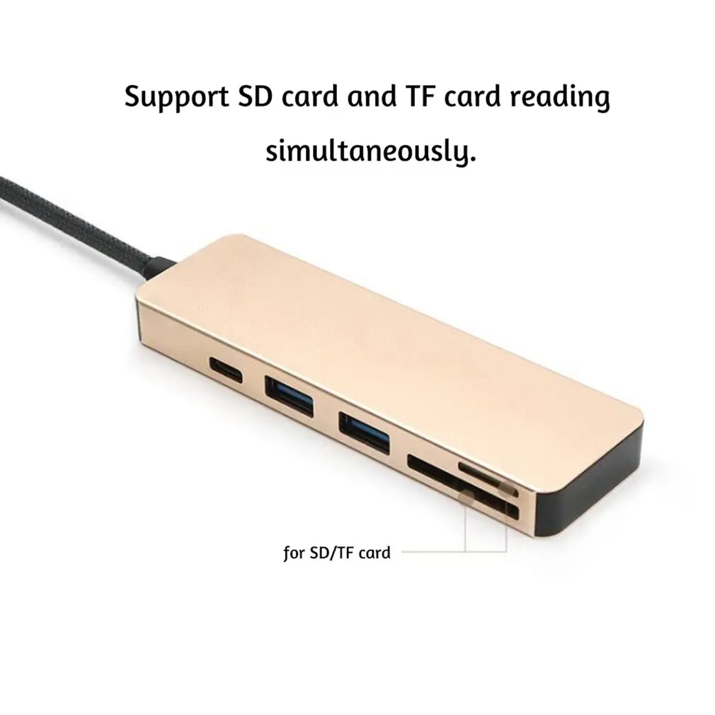 USB-C 5 в 1 концентратор type C USB C концентратор Алюминиевый USB-C концентратор адаптер Многофункциональный