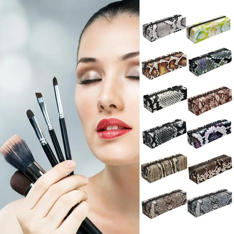 Прочные косметички Классический Нежный змеиный принт Пенал 3D цифровой Клатч