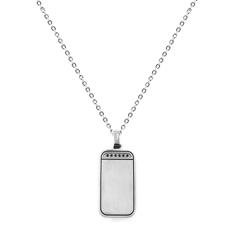 

Мужские ожерелья Runda из нержавеющей стали с черным камнем и эмалью