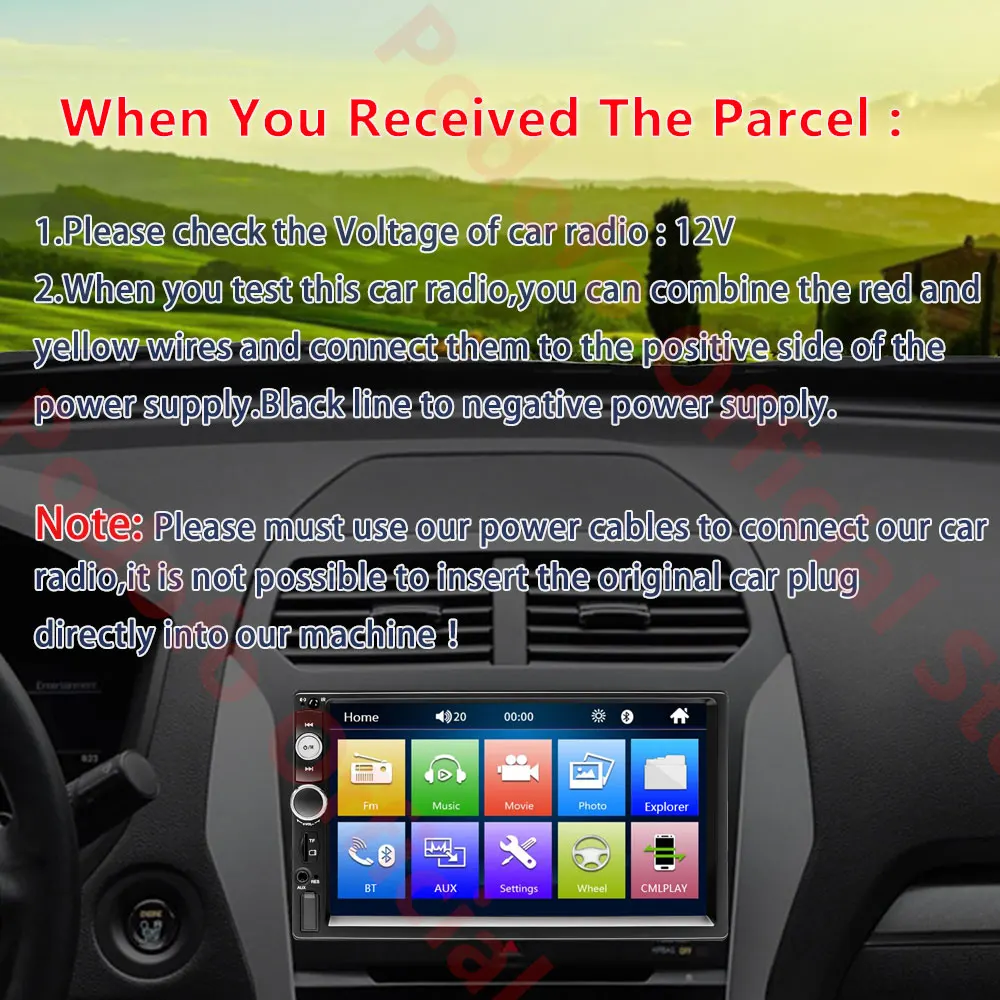 Podofo 2 din car radio 7 autoradio Multimedia player MP5 Auto Car audio Autoradio Bluetooth USB Backup Monitor 2din auto radio