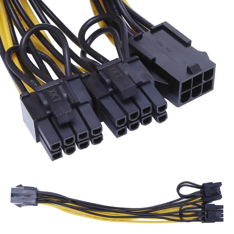 PCI-E 6-контактный разъем к двойному 2-портовому 8Pin (6 + 2Pin) Мужской адаптер питания