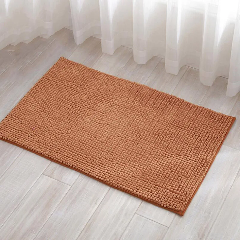 Short-Haired Chenille Doormat Rug Water Absorption Carpet Kitchen Bathroom Carpet Floor Mat for Living Room Anti Slip Bath Mat - Цвет: Brown