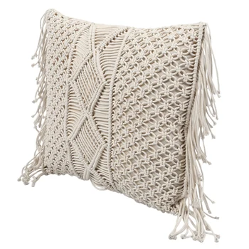 

Cotton Linen Macrame Hand-Woven Cotton Thread Pillow Covers Geometry Bohemia Cushion Covers Home Decor-D