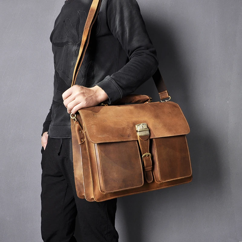 Vee Man Retro Crazy Horse Lederen Designer Business Aktetas Mannelijke Commerciële Attache Portfolio Document Laptop Tote tas 1031 Vee Man Retro Crazy Horse Lederen Designer Business Aktetas Mannelijke Commerciële Attache Portfolio Document Laptop Tote tas 1031