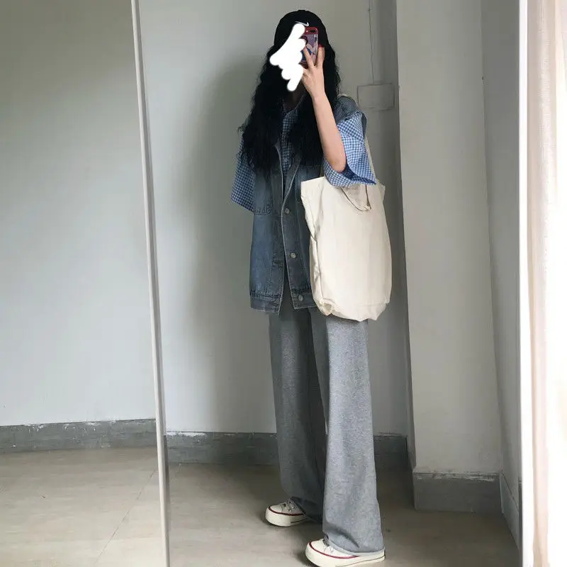 Korean Version of Casual Street Style Suitable for Summer Wear Thin Sweatpants Women Loose Straight Pants Long Woman Korean Version of Casual Street Style Suitable for Summer Wear Thin Sweatpants Women Loose Straight Pants Long Woman