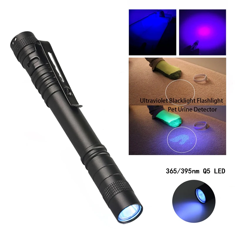 UV Torch Ultra Violet Torch Blacklight Flashlight Pen Light Detector 395nm UV Flashlight LED Penlight 