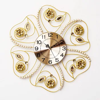 

Luxury Large Iron Wall Clock Modern Design for Living Room Clear Diamond Crystal Metal Wall Clocks Big Watch Home Decor 24 inch