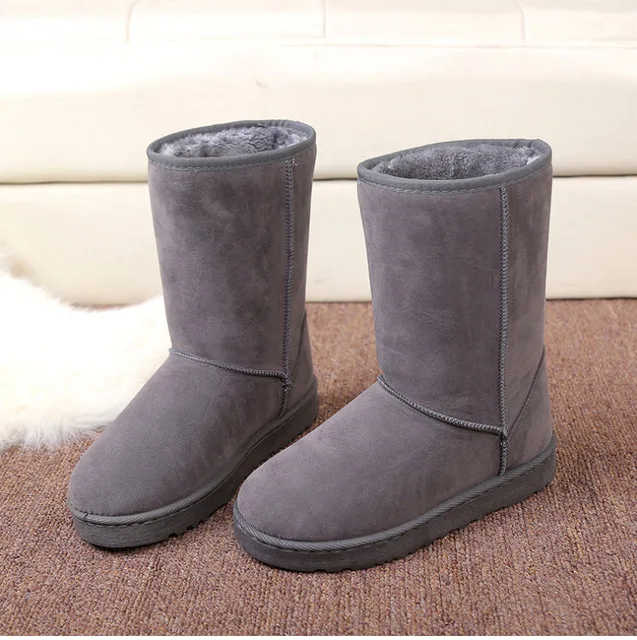 Foreign Trade Europe  America Classic Snow Boot Women Gaotong Snow Boots Female Russia 33 Centimeters Height Boots 41 Yards Code gray