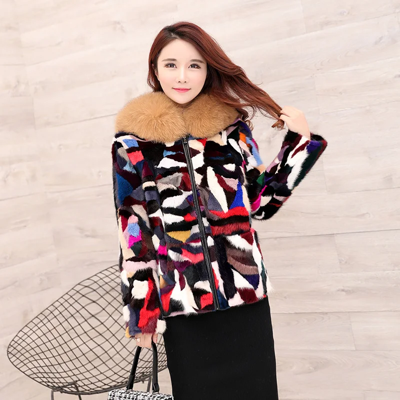 Новинка 2020 шуба из натурального меха норки цветная Меховая куртка женская зимняя