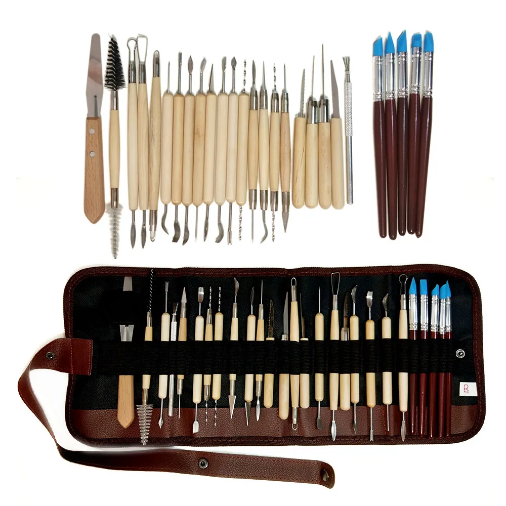 

DIY Art Clay Sculpting Kit Sculpt Smoothing Wax Carving Pottery Ceramic Tools Polymer Shapers Modeling Carved Tool With bag
