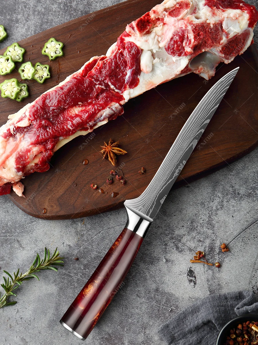 Kitchen Knife Set Imitation Damascus Pattern Professional Chef knife Meat Cleaver Slicing Santoku knife Kitchen Accessory kitchen knives