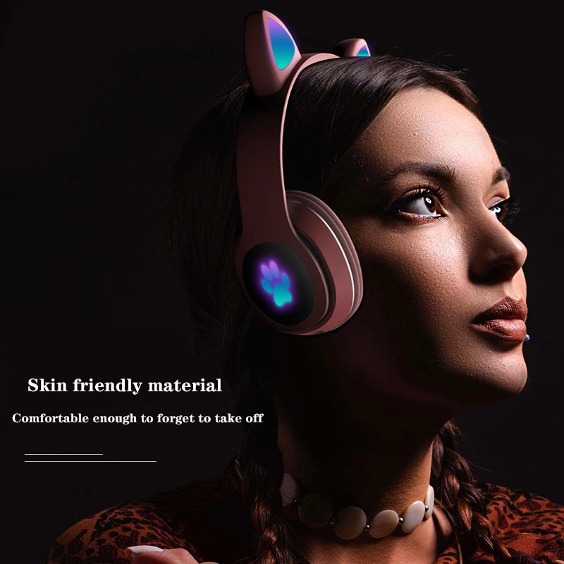 Светодиодный милые кошачьи уши Беспроводной наушники Bluetooth 5 0 игровая гарнитура