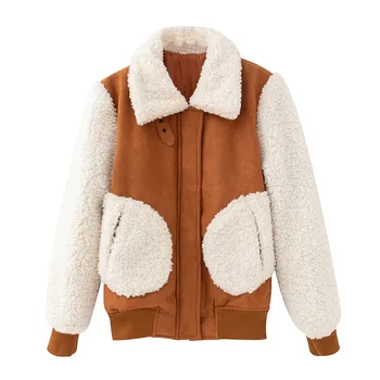 

BLSQR 2020 Fashion Patchwork Women Teddy Coat Autumn Fluffy Plush Winter Faux Fur Jacket Coat Women Loose Short Overcoat