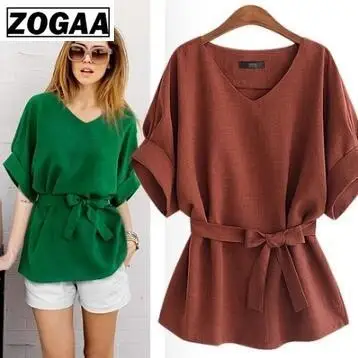 

ZOGAA 2019 Summer Vintage Batwing Sleeve Blouses Cotton And Linen Women Pure Color Shirts Pullover Ladies Elegant Tops A104