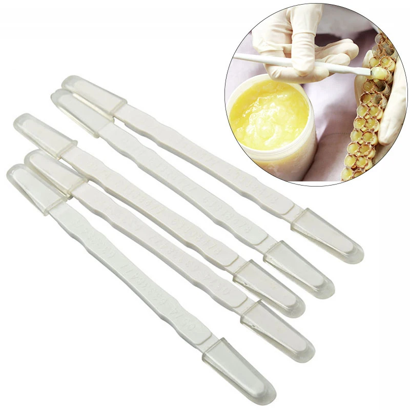 

15CM Beekeeping Tools Plastic Jelly Pen Take The Pulp Pen White Plastic Beekeeper Tool Royal Jelly Double Heads Squeegee Pen