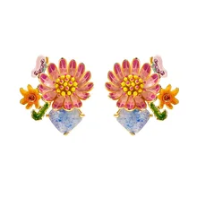 Сочный виноград ручная роспись эмалированная глазурь ювелирные изделия цветок серьги в форме хризантемы декоративные не легко выцветшие