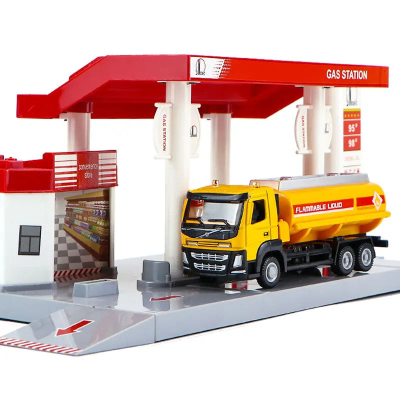 1:64 scale UK BP gas station model set Fuel tank truck mini coopers super sport metal diecast cars pull back toys with light | Игрушки и