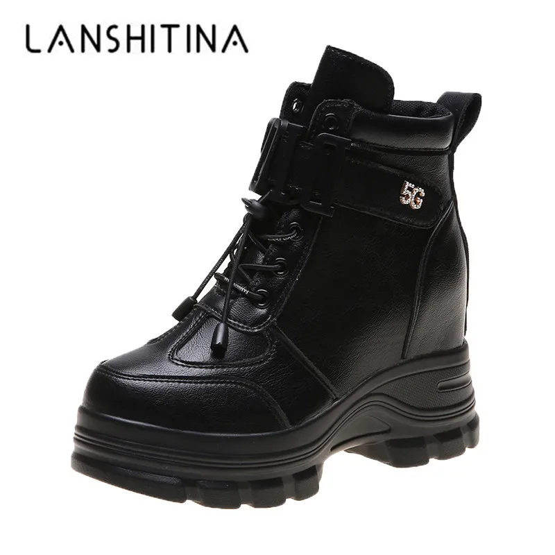 

2019 Ankle Military Boot Women Autumn Thick Bottom Snow Boots Platform Chunky Shoes Comfortable Winter Women Leather Sneakers