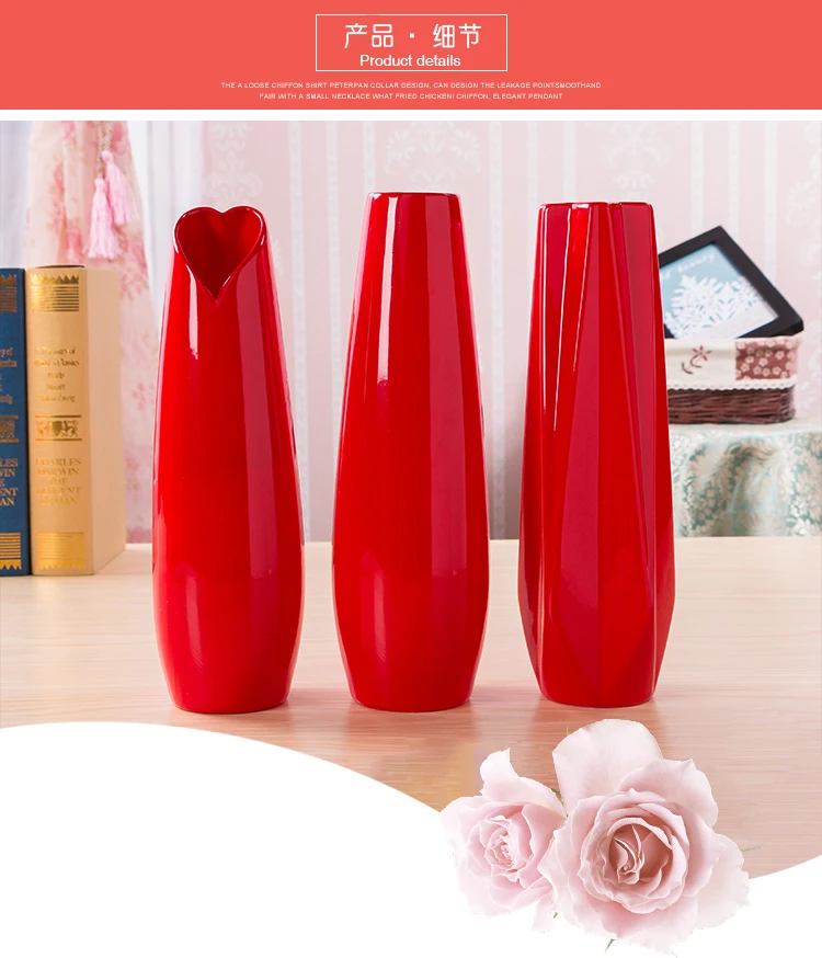 Красная керамика, ваза большого размера, красная Цветочная фарфоровая ваза, современная модная Настольная Ваза для свадебного украшения, европейская Цветочная ваза