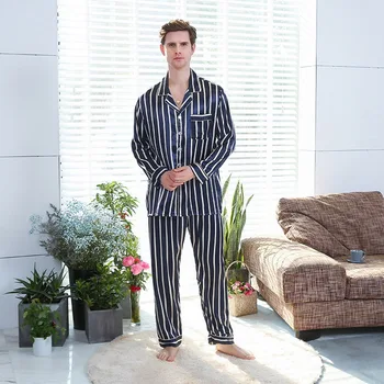 

Oeak Men's Stain Silk Pajama Set Men Pajamas Silk Sleepwear Men Sexy Modern Style Soft Cozy Satin Nightgown Men Autumn