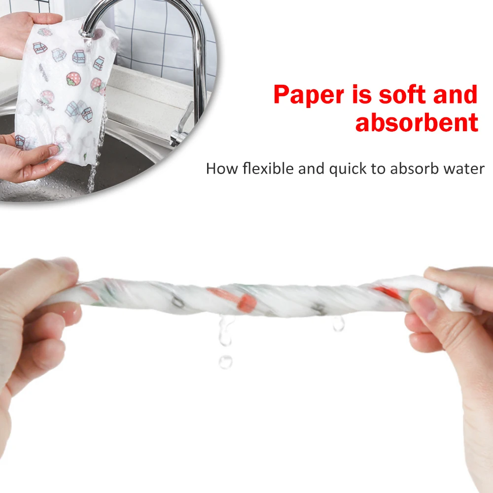 80 шт/рулон одноразовые чистящие бумажные абсорбирующие бумажные полотенца влажные сухие двойного назначения кухонные принадлежности дропшиппинг