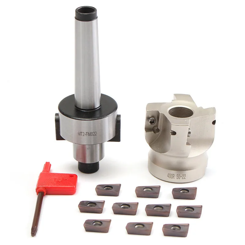

Mill Cutter MT2 M10 &50mm Face End + 10pcs Carbide Insert APMT1604 CNC Mill Milling Cutter Insert Kit Machine Tools