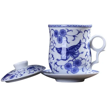 

White Chinese Ceramic Mug Lid Cover Tea Infuser Unique Funny Cup Cool Gadgets Kubek Ceramiczny Wedding Gifts For Guests KK60MK