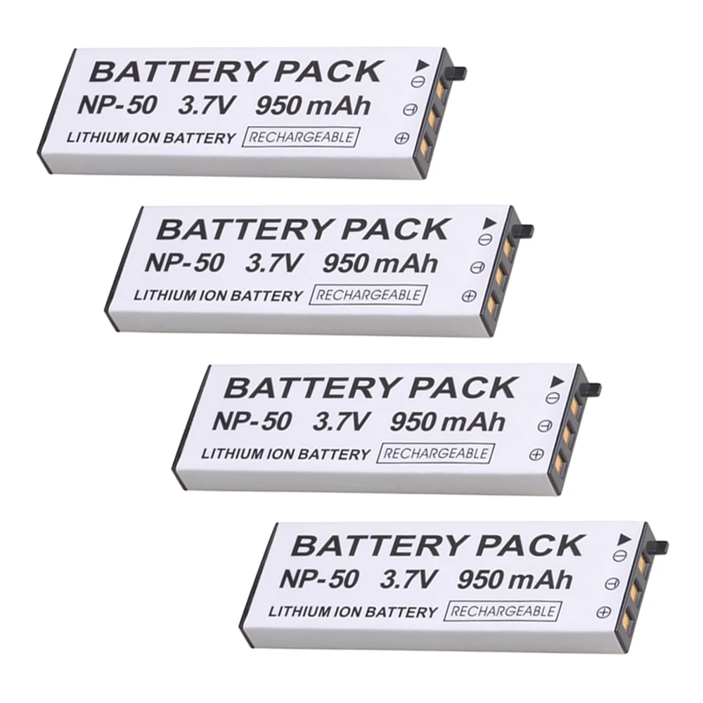 4Pcs 4 шт. 950 мАч высокой емкости NP-50 NP 50 батарея для Casio Exilim EX-V7, EX-V7R, EX-V8, EX-V8SR камер - Цвет: 4Pcs