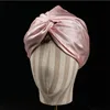 Double Layer 100% Real Silk Sleeping Caps Adiustable Knotted Women Night Bonnet Satin Hair Wrap Elastic Head Cover for Long Hair 6
