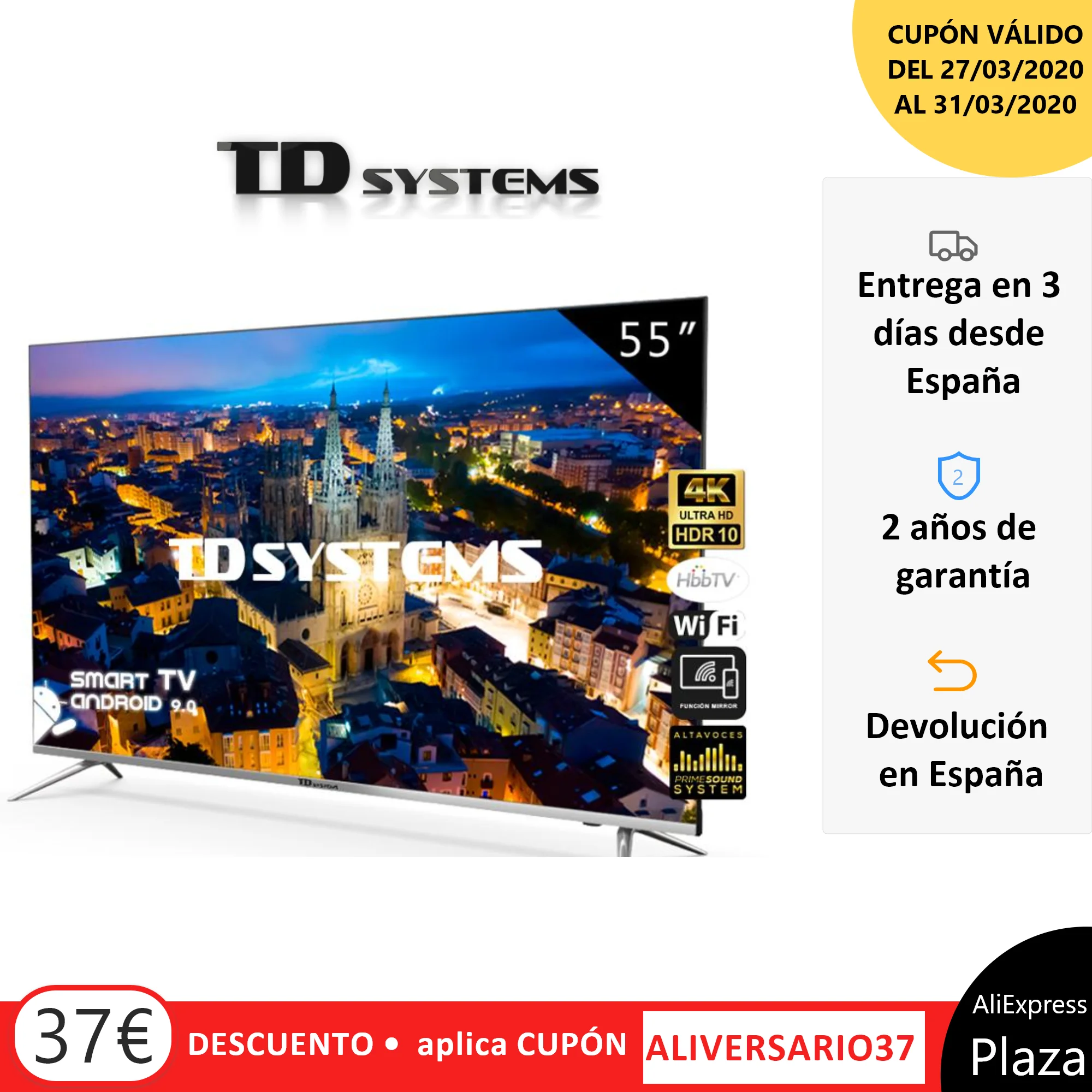 Televisores Smart TV 55 Pulgadas TD Systems