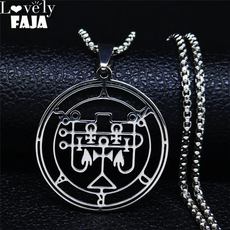 

2024 New Stainless Steel Demon Seal Necklace Silver Color Satan ANDRAS for Necklace Men/Women Jewelry collar mujer 1341