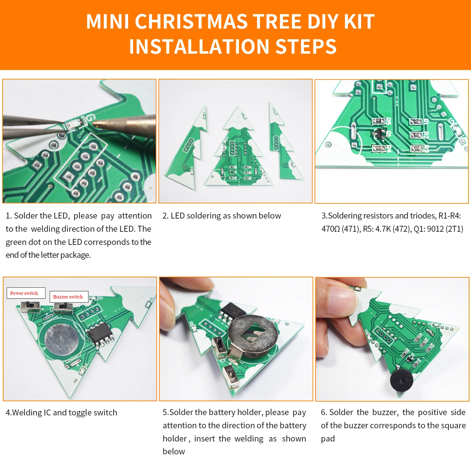 3D Мини PCB стерео Рождественская елка DIY музыкальный набор электронный обучающий
