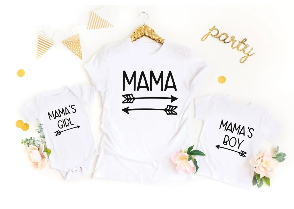 

Mommy and Me Matching Set Mother and Son Matching Mama's Girl Family Picture Shirts Cute Mom Shirt Gift for Moms Drop Ship