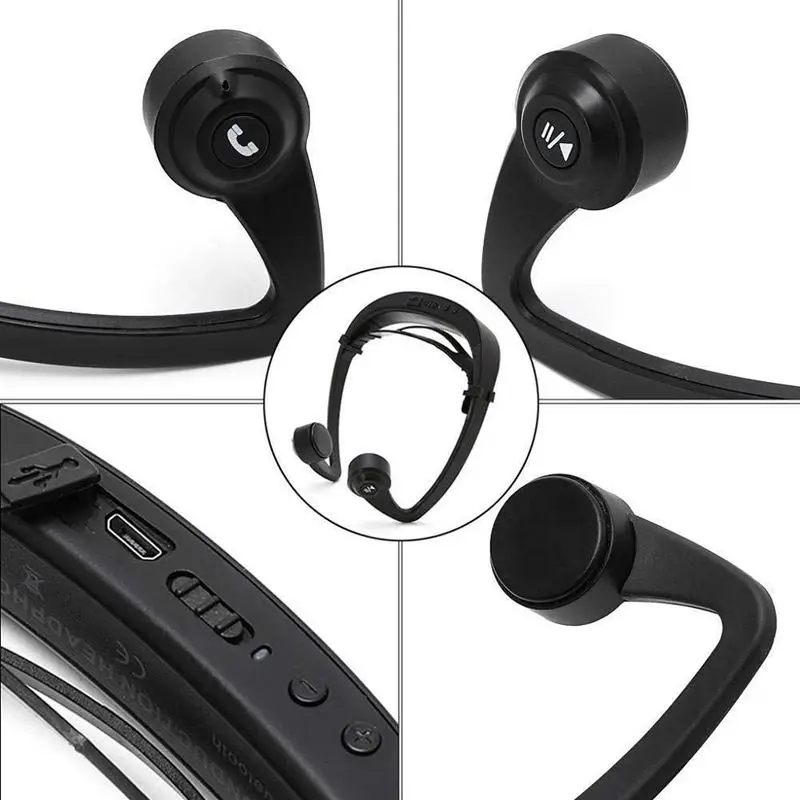 Bone Conduction Headphones Wireless Bluetooth Headset Sport Gym Waterproof Earphones Built in Mic for iPhone X 8 8plus 7 7plus