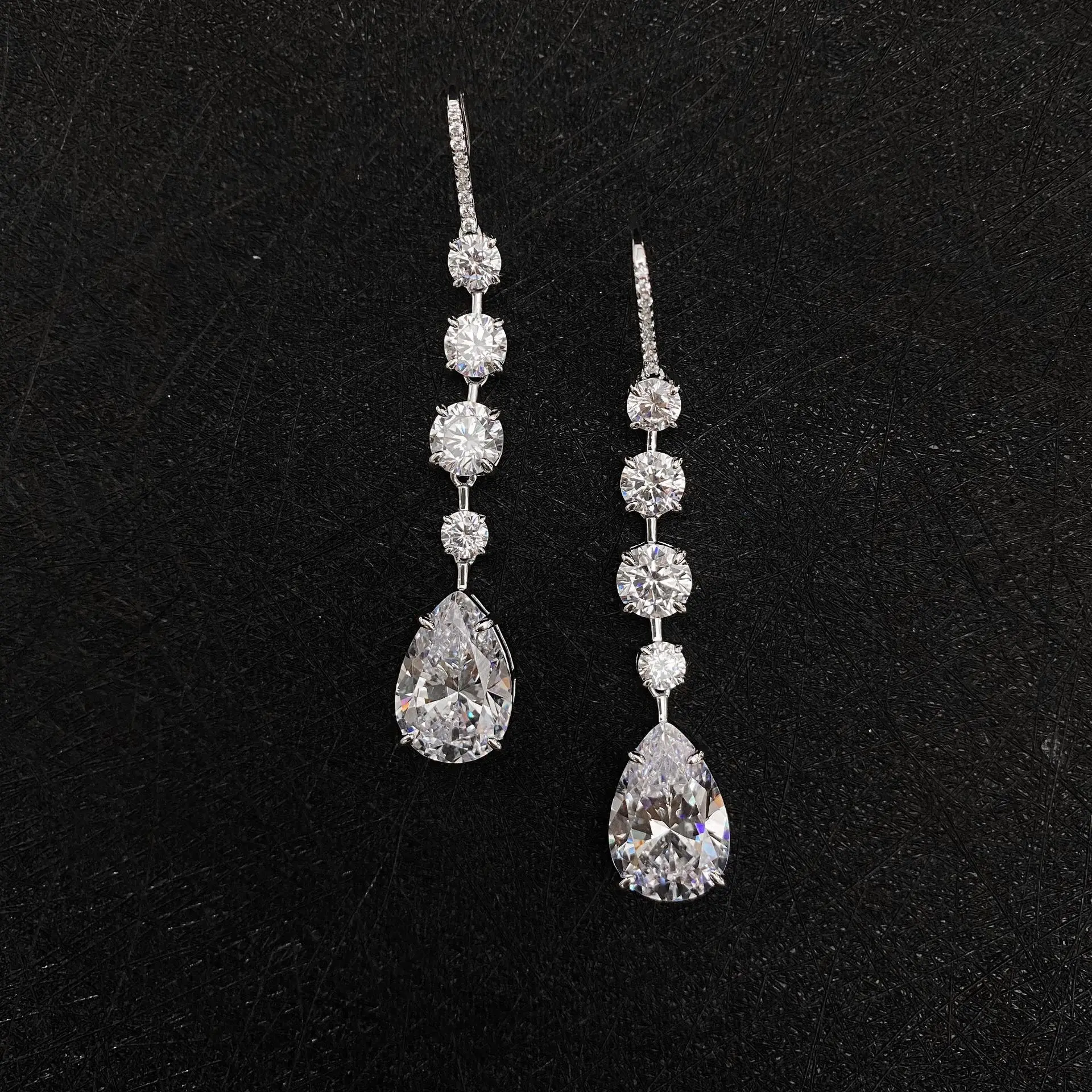 Romantici orecchini in argento Sterling 925 con diamanti ad alto tenore di carbonio con pendente in quarzo rosa per regalo di gioielleria raffinata da donna  36