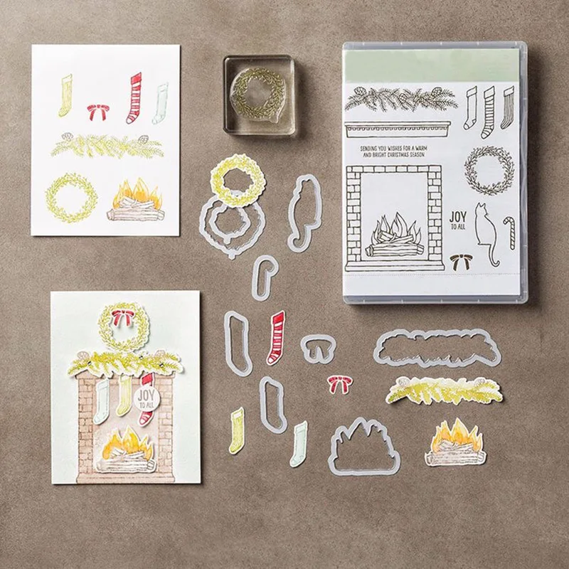 Rubber Stamps and Metal Cutting Dies Stove Sock Merry Christmas Scrapbooking Craft Stencil Card Make Album Sheet Decoration