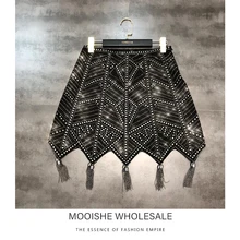 Новинка, зимняя Алмазная юбка с узором, Горячая дрель, цепь, юбка с бахромой, посылка, Женская юбка на бедрах