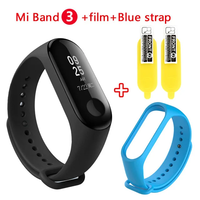 Origina Xiaomi mi Band 3 Смарт-Браслет фитнес-браслет mi Band 3 сенсорный экран частота сердечных сокращений смарт-браслет для Android IOS - Цвет: add blue strap