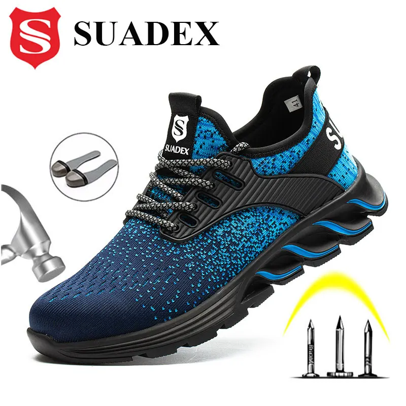 SUADEX New Design Safety Work Shoes For Men Steel Toe Cap Construction Work Shoes Antismashing Working Boots Safety Sneakers