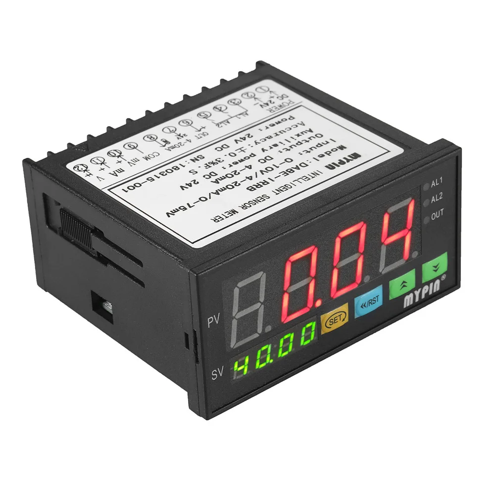 DC 24V Digital Sensor Meter Multi-functional Intelligent LED Display with 2 Relay Alarm Output and 0~10V/4~20mA/0~75mV Input