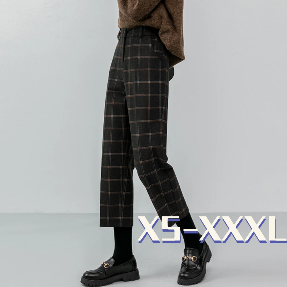 

wide leg pants women high waist trousers streetwear clothes korean style gothic plus size clothing aesthetic plaid pants